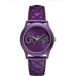 Guess Quilty Purple Patent Leather Crystal Logo Watch 38mm NIB W70040L3